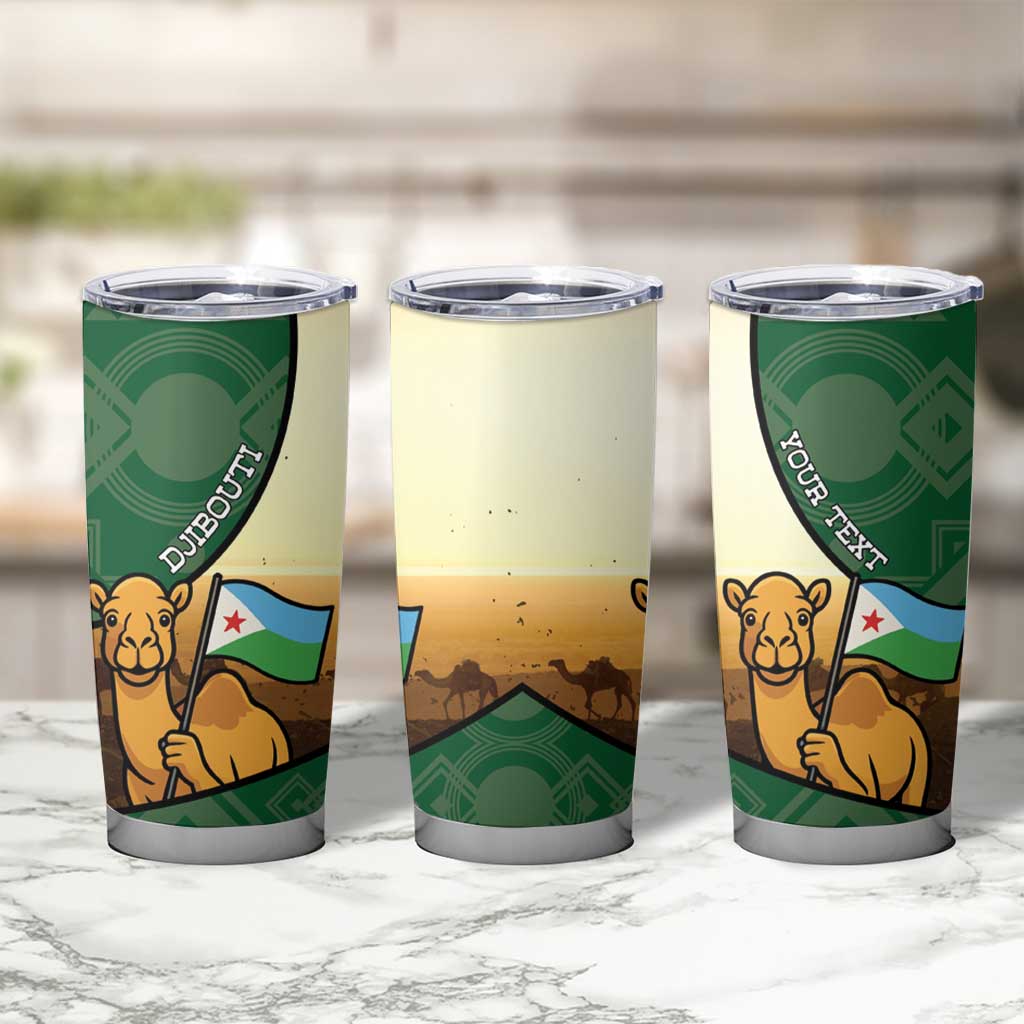 Personalized Djibouti Tumbler Cup Camel Holding Jabuuti Flag