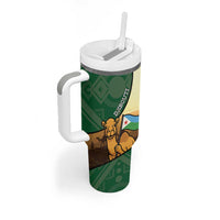 Personalized Djibouti Tumbler With Handle Camel Holding Jabuuti Flag