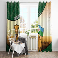 Djibouti Window Curtain Camel Holding Jabuuti Flag