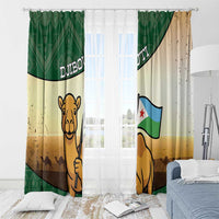 Djibouti Window Curtain Camel Holding Jabuuti Flag