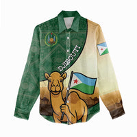 Personalized Djibouti Women Casual Shirt Camel Holding Jabuuti Flag