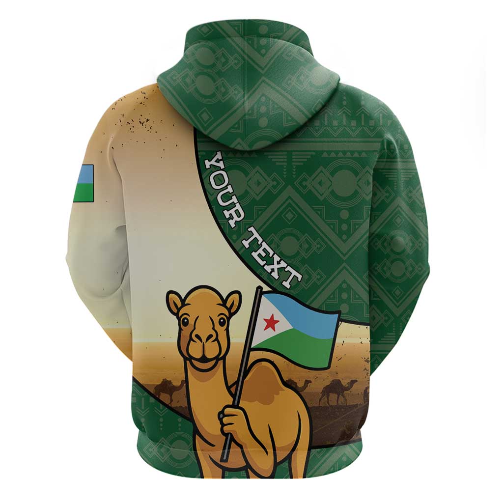 Personalized Djibouti Zip Hoodie Camel Holding Jabuuti Flag