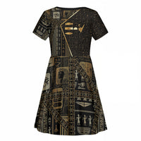Egypt Deshret Crown Kid Short Sleeve Dress Ancient Mythology Pharaoh With Pschent