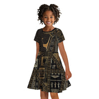 Egypt Deshret Crown Kid Short Sleeve Dress Ancient Mythology Pharaoh With Pschent