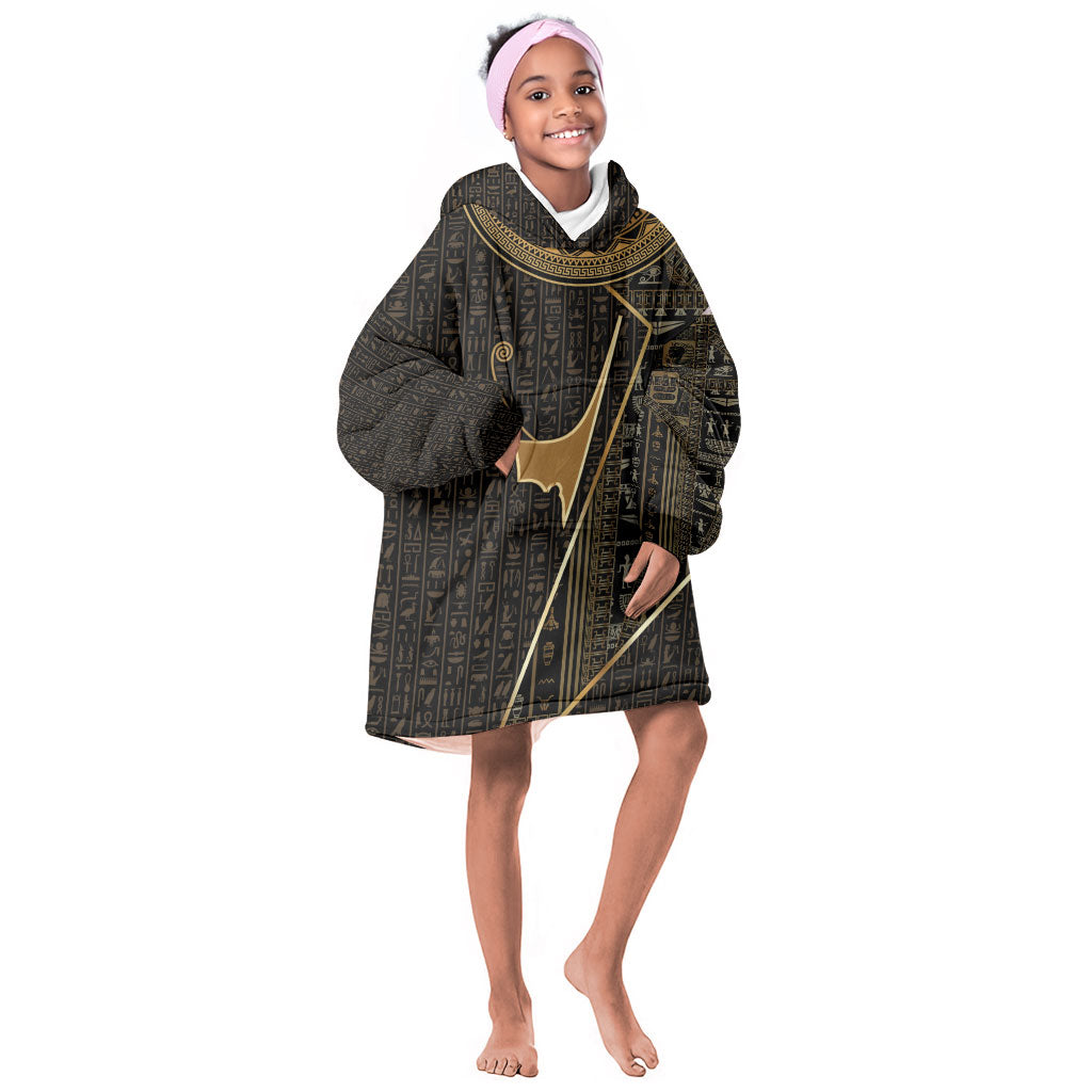 Egypt Deshret Crown Kid Wearable Blanket Hoodie Ancient Mythology Pharaoh With Pschent