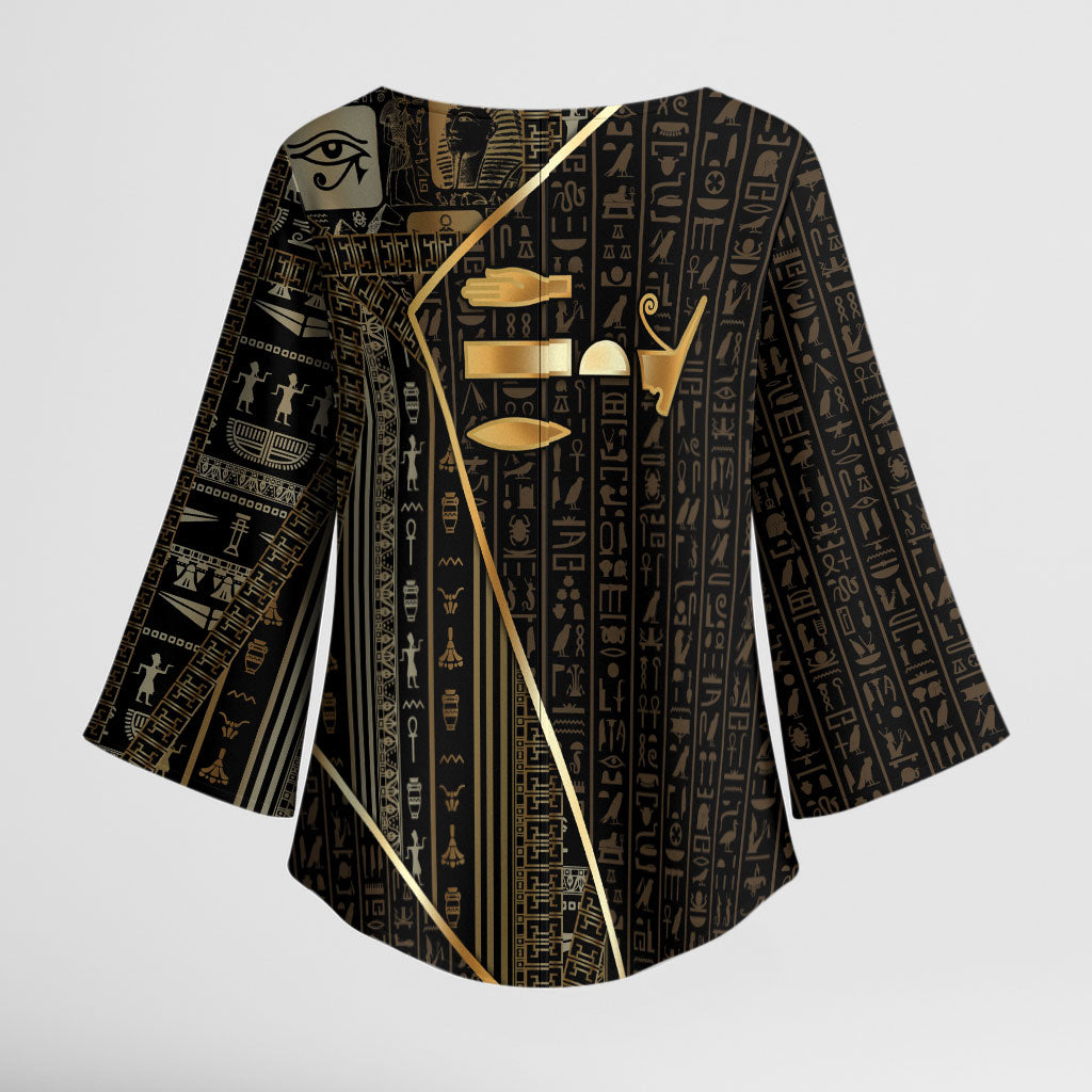Egypt Deshret Crown Kimono Sleeve Blouse Ancient Mythology Pharaoh With Pschent