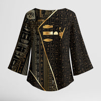 Egypt Deshret Crown Kimono Sleeve Blouse Ancient Mythology Pharaoh With Pschent