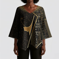 Egypt Deshret Crown Kimono Sleeve Blouse Ancient Mythology Pharaoh With Pschent