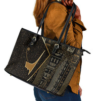 Egypt Deshret Crown Leather Tote Bag Ancient Mythology Pharaoh With Pschent