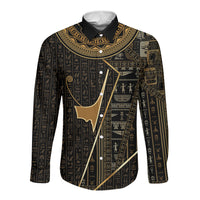 Egypt Deshret Crown Long Sleeve Button Shirt Ancient Mythology Pharaoh With Pschent