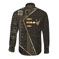 Egypt Deshret Crown Long Sleeve Button Shirt Ancient Mythology Pharaoh With Pschent
