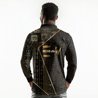 Egypt Deshret Crown Long Sleeve Polo Shirt Ancient Mythology Pharaoh With Pschent