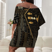 Egypt Deshret Crown Off Shoulder Short Dress Ancient Mythology Pharaoh With Pschent