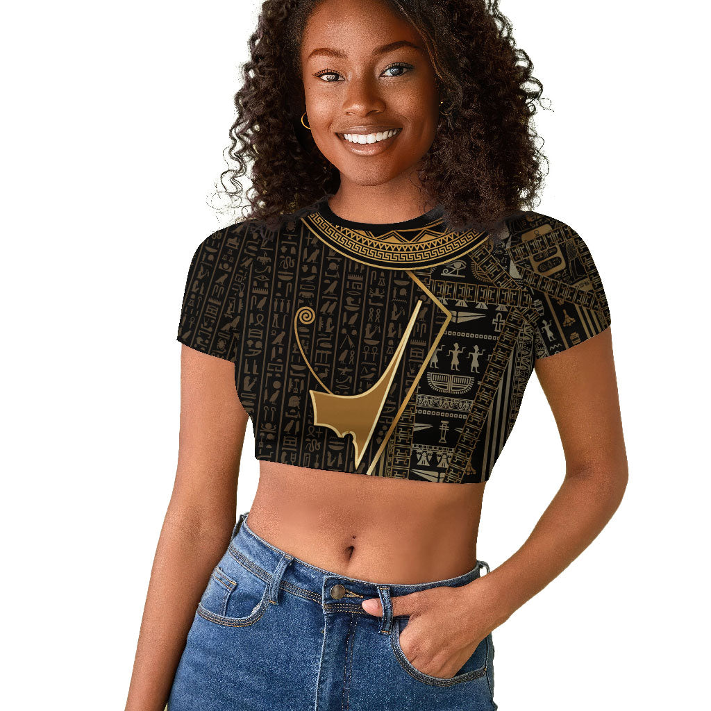 Egypt Deshret Crown Raglan Cropped T shirt Ancient Mythology Pharaoh With Pschent