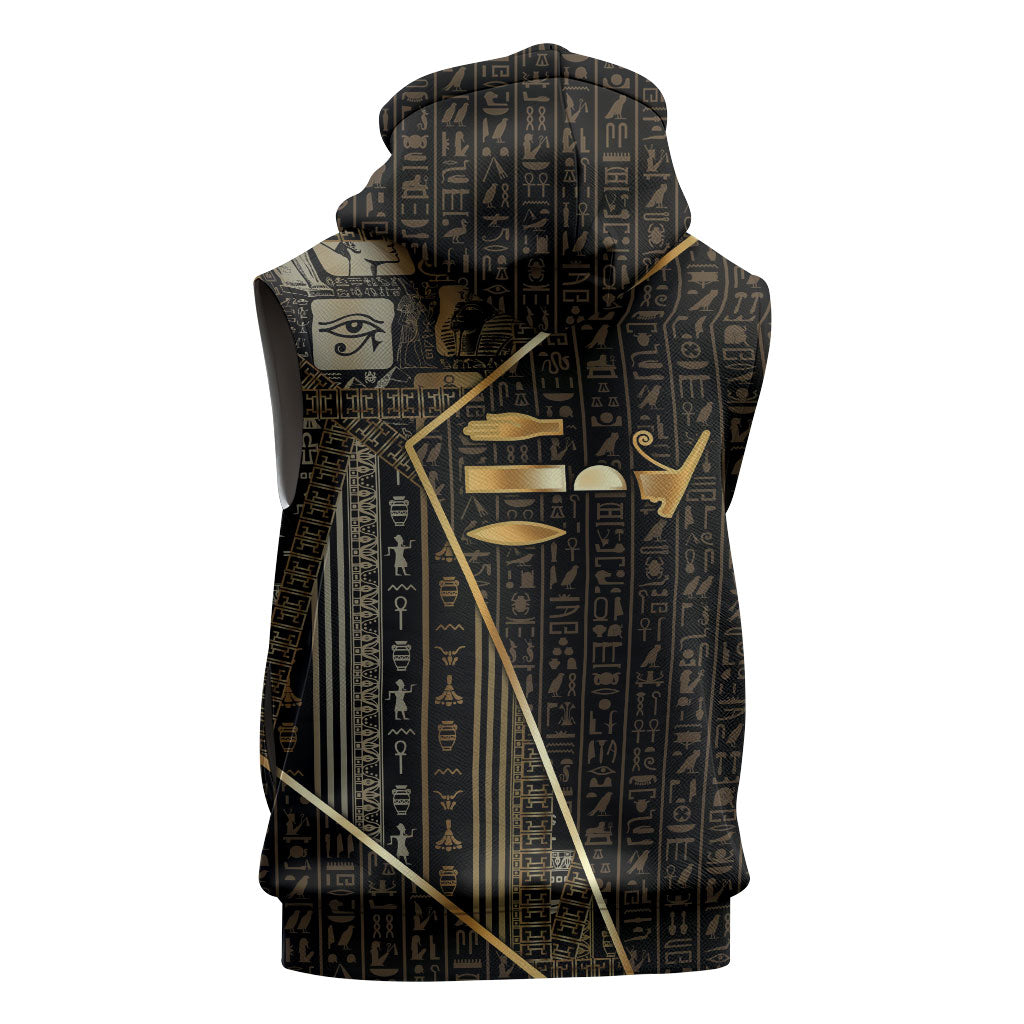 Egypt Deshret Crown Sleeveless Zip Hoodie Ancient Mythology Pharaoh With Pschent