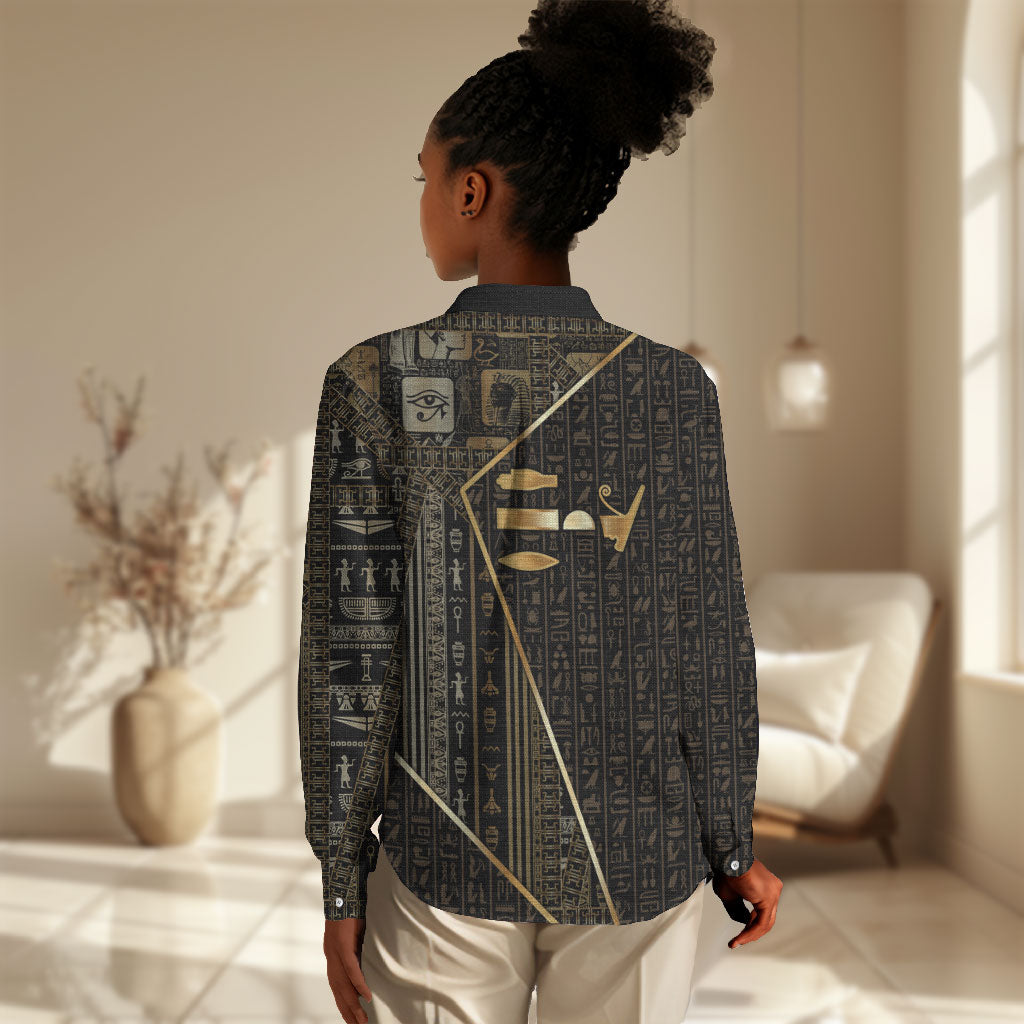Egypt Deshret Crown Women Casual Shirt Ancient Mythology Pharaoh With Pschent