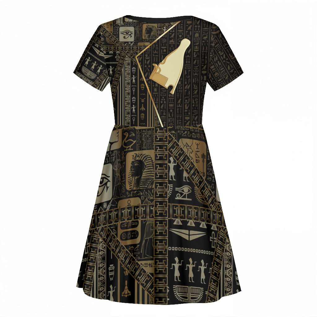 Egypt Hedjet Crown Kid Short Sleeve Dress Ancient Mythology Upper Pharaoh