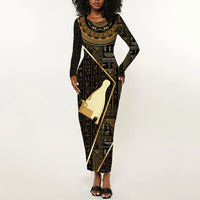 Egypt Hedjet Crown Long Sleeve Bodycon Dress Ancient Mythology Upper Pharaoh