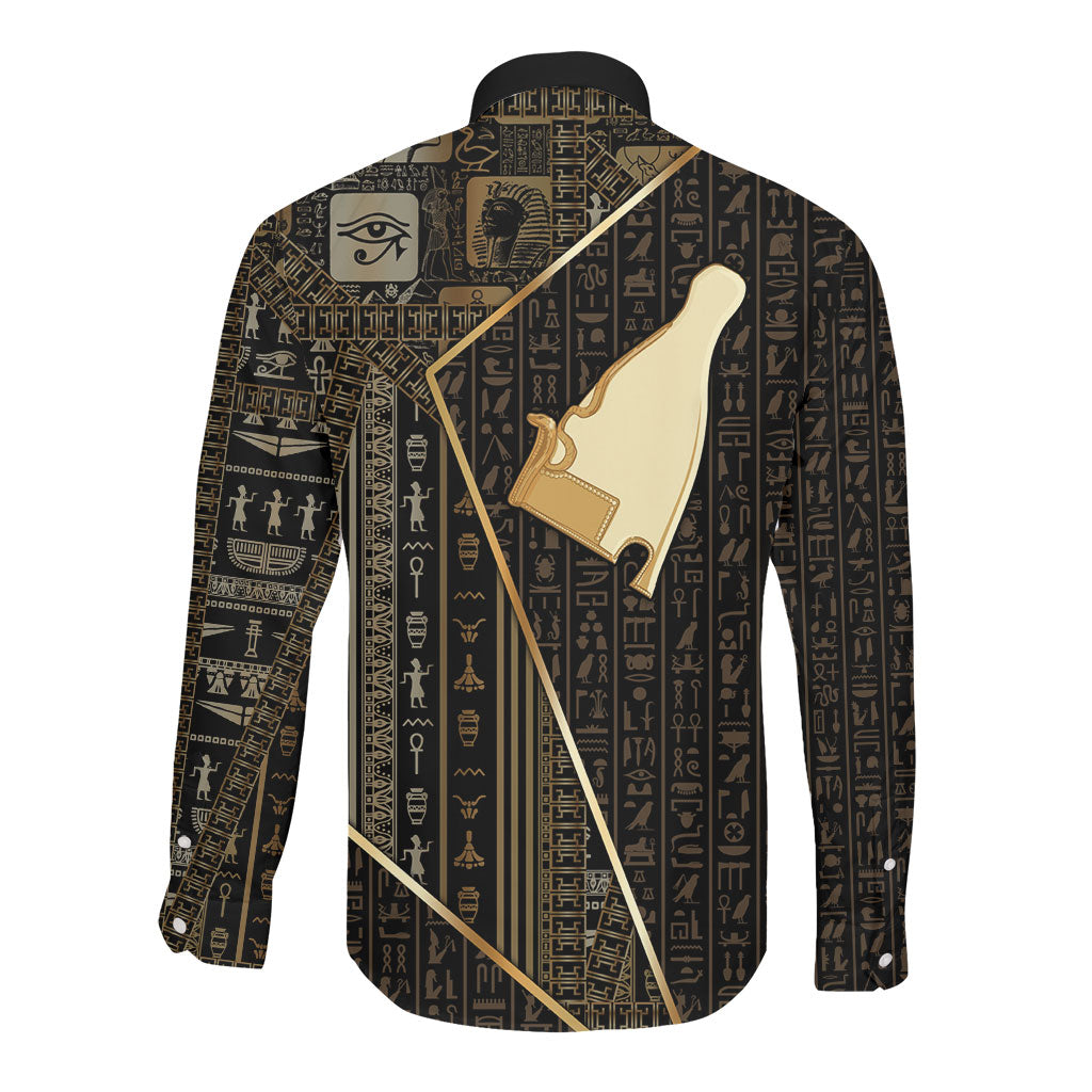 Egypt Hedjet Crown Long Sleeve Button Shirt Ancient Mythology Upper Pharaoh