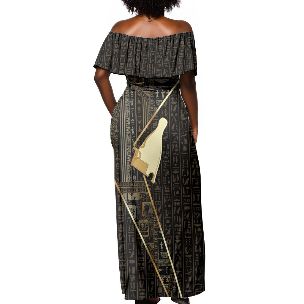Egypt Hedjet Crown Off Shoulder Maxi Dress Ancient Mythology Upper Pharaoh