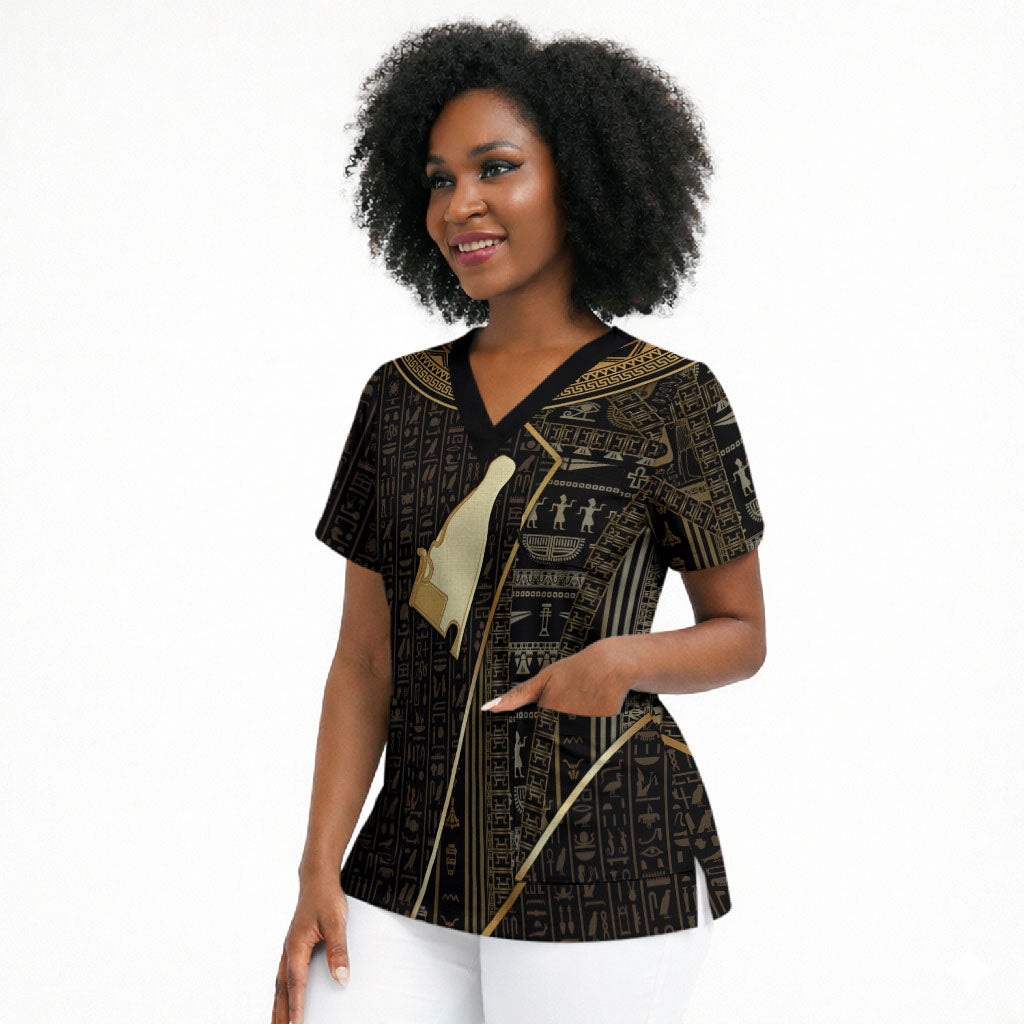 Egypt Hedjet Crown Scrub Top Ancient Mythology Upper Pharaoh