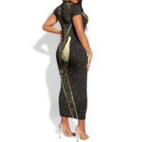 Egypt Hedjet Crown Short Sleeve Bodycon Dress Ancient Mythology Upper Pharaoh