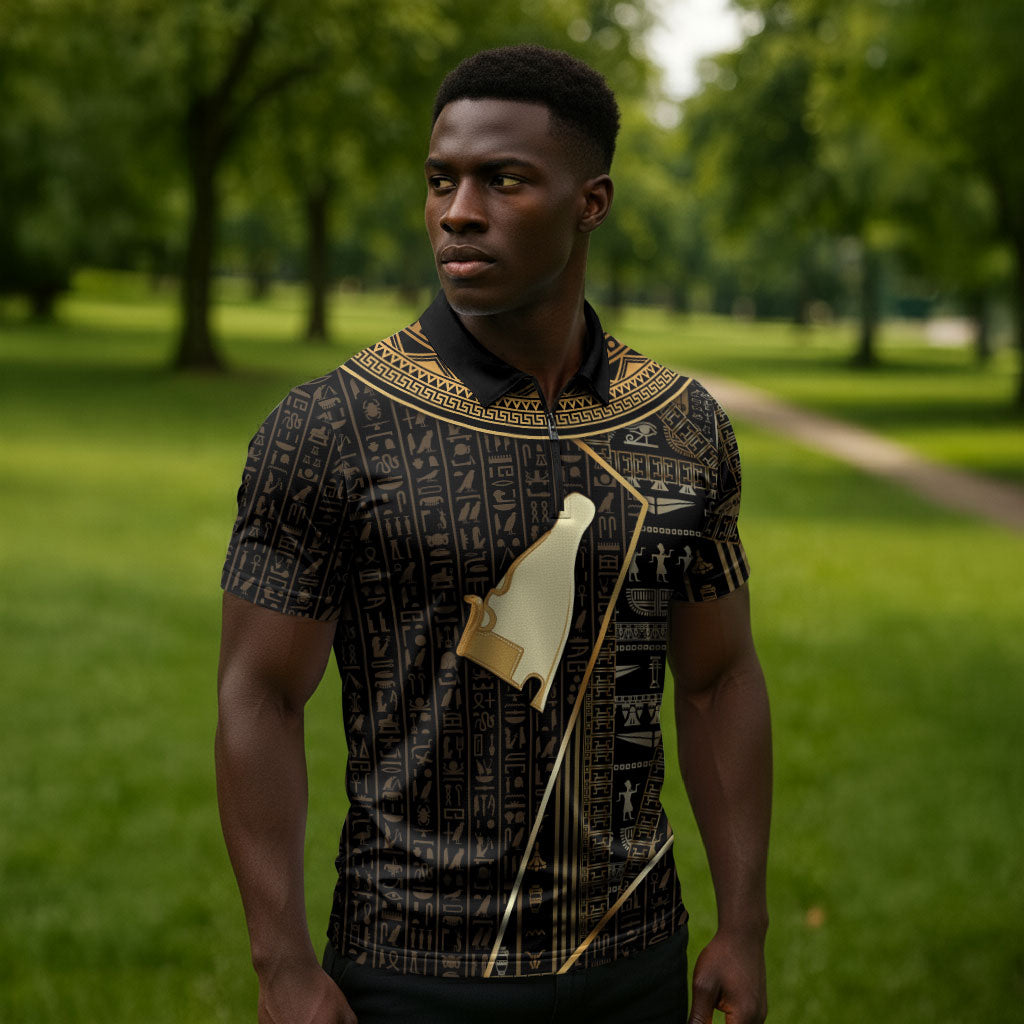 Egypt Hedjet Crown Zipper Polo Shirt Ancient Mythology Upper Pharaoh