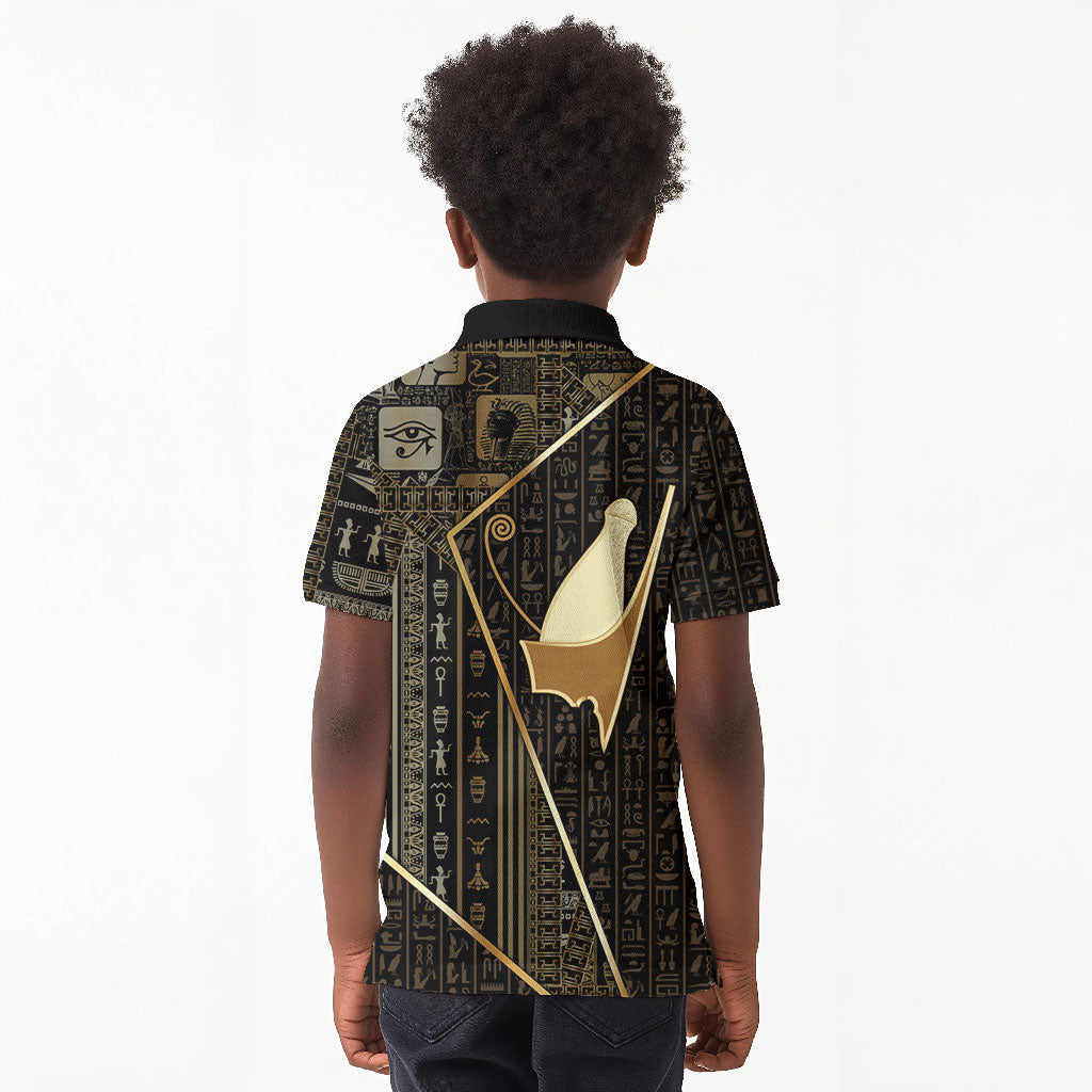 Egypt Pschent Crown Kid Polo Shirt Ancient Mythology Unified Pharaoh