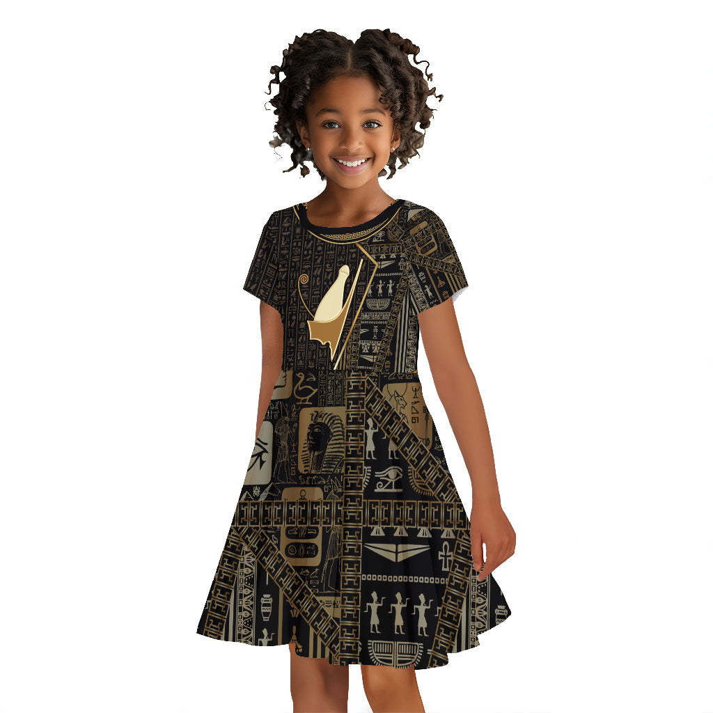 Egypt Pschent Crown Kid Short Sleeve Dress Ancient Mythology Unified Pharaoh