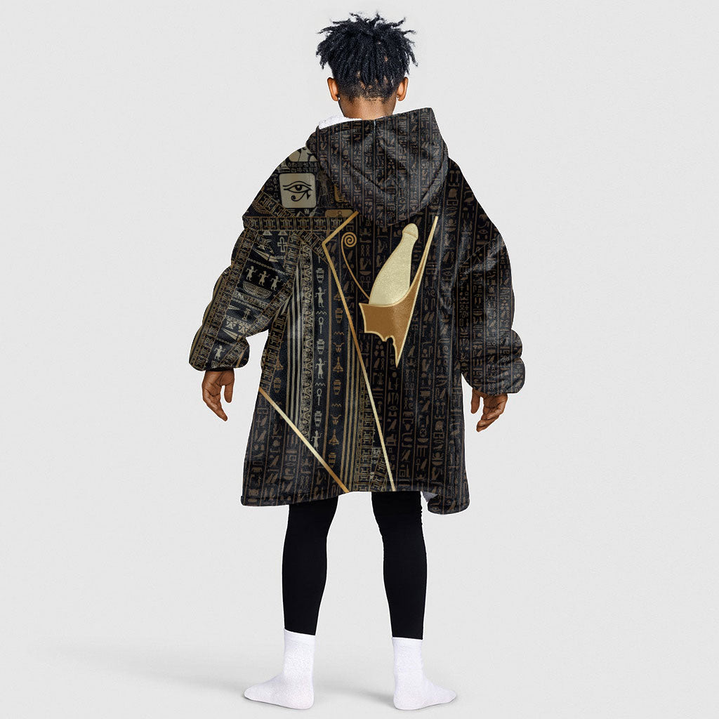 Egypt Pschent Crown Kid Wearable Blanket Hoodie Ancient Mythology Unified Pharaoh