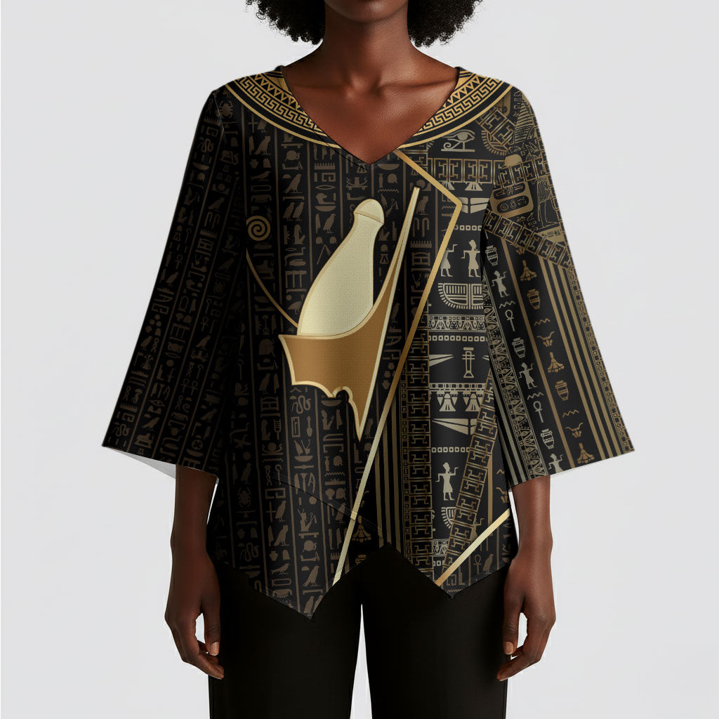 Egypt Pschent Crown Kimono Sleeve Blouse Ancient Mythology Unified Pharaoh