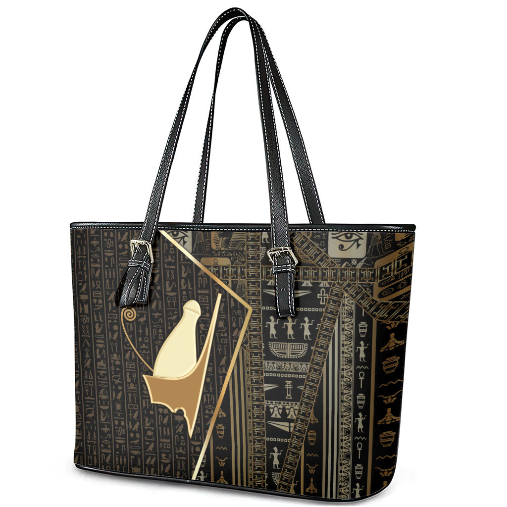 Egypt Pschent Crown Leather Tote Bag Ancient Mythology Unified Pharaoh