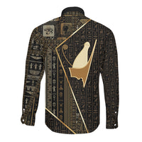 Egypt Pschent Crown Long Sleeve Button Shirt Ancient Mythology Unified Pharaoh