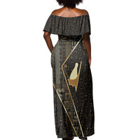Egypt Pschent Crown Off Shoulder Maxi Dress Ancient Mythology Unified Pharaoh