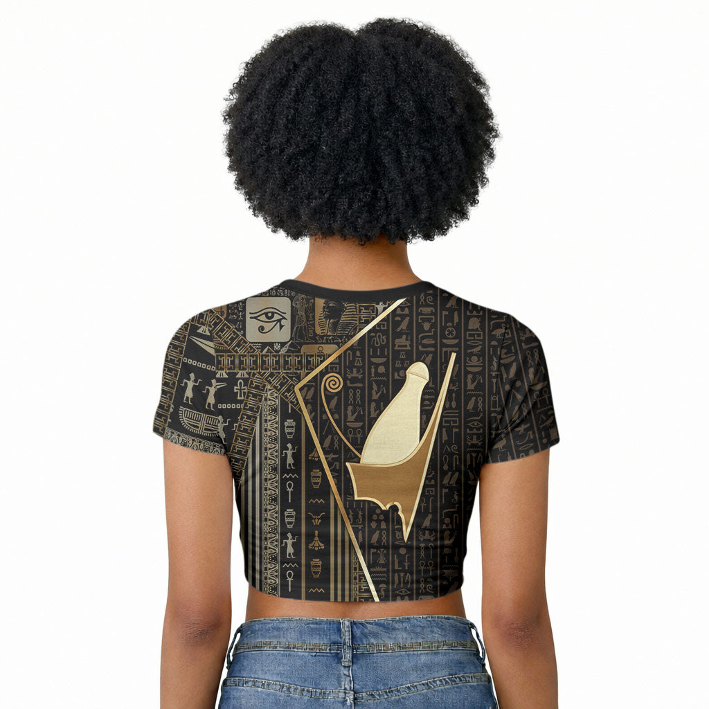 Egypt Pschent Crown Raglan Cropped T shirt Ancient Mythology Unified Pharaoh