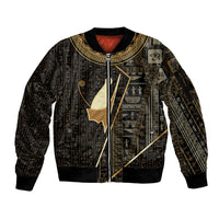 Egypt Pschent Crown Sleeve Zip Bomber Jacket Ancient Mythology Unified Pharaoh