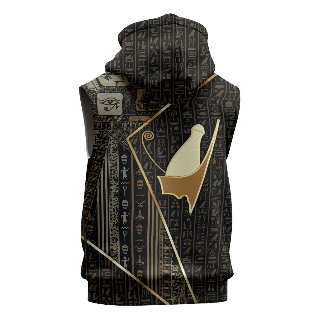Egypt Pschent Crown Sleeveless Hoodie Ancient Mythology Unified Pharaoh