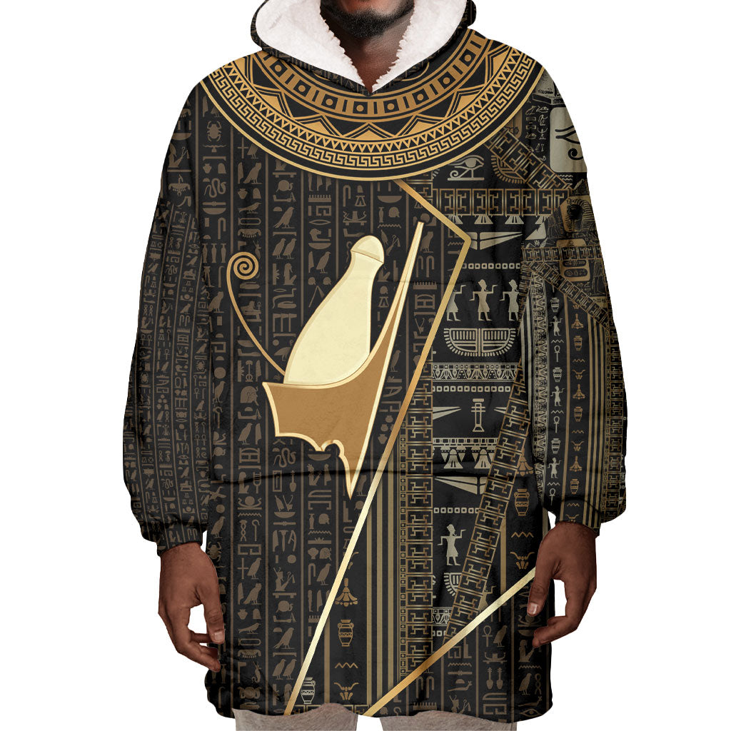 Egypt Pschent Crown Wearable Blanket Hoodie Ancient Mythology Unified Pharaoh