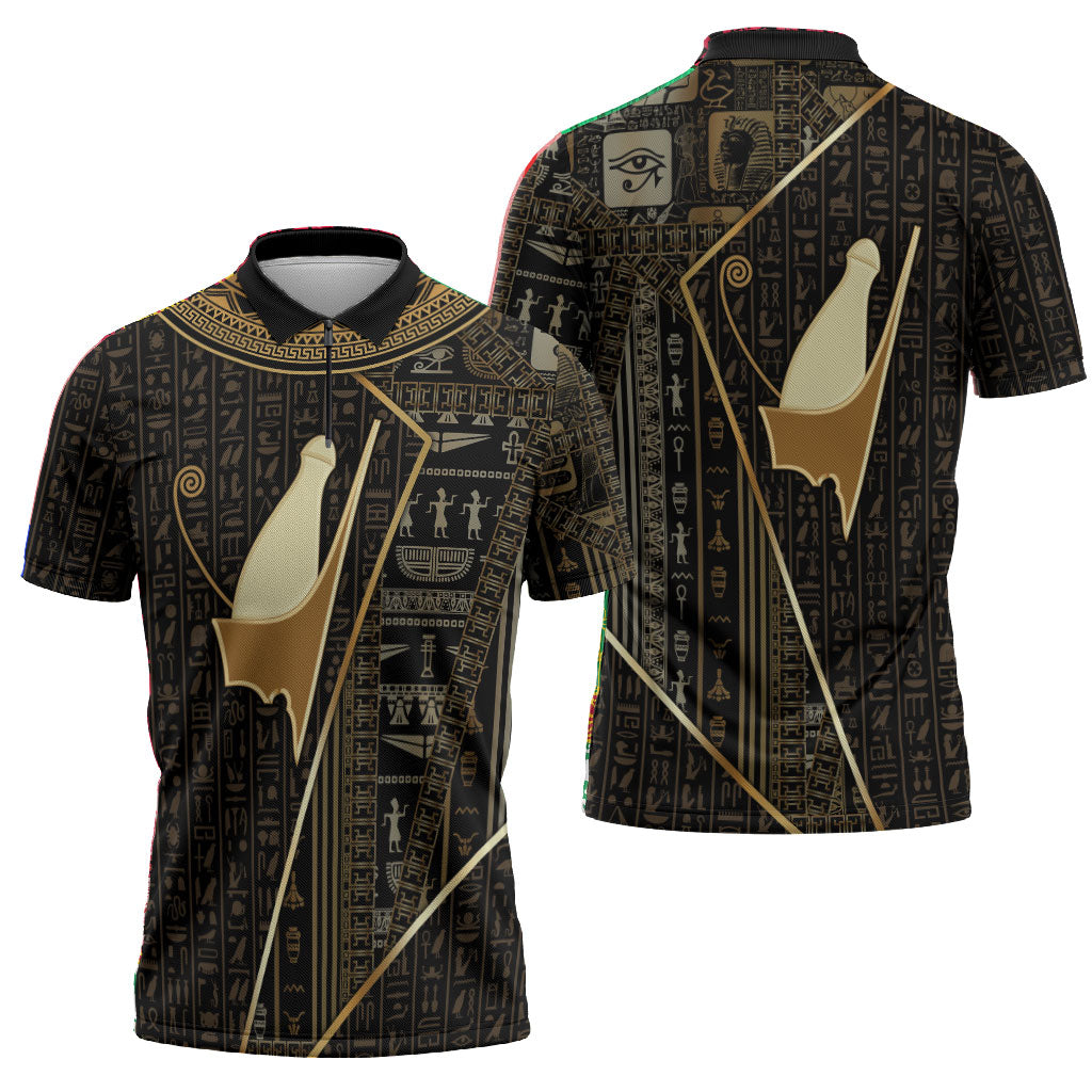 Egypt Pschent Crown Zipper Polo Shirt Ancient Mythology Unified Pharaoh