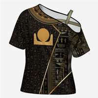Egypt Akhet Cross Shoulder Shirt Ancient Mythology Horizon Sun Disk