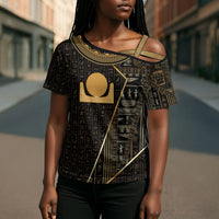 Egypt Akhet Cross Shoulder Shirt Ancient Mythology Horizon Sun Disk