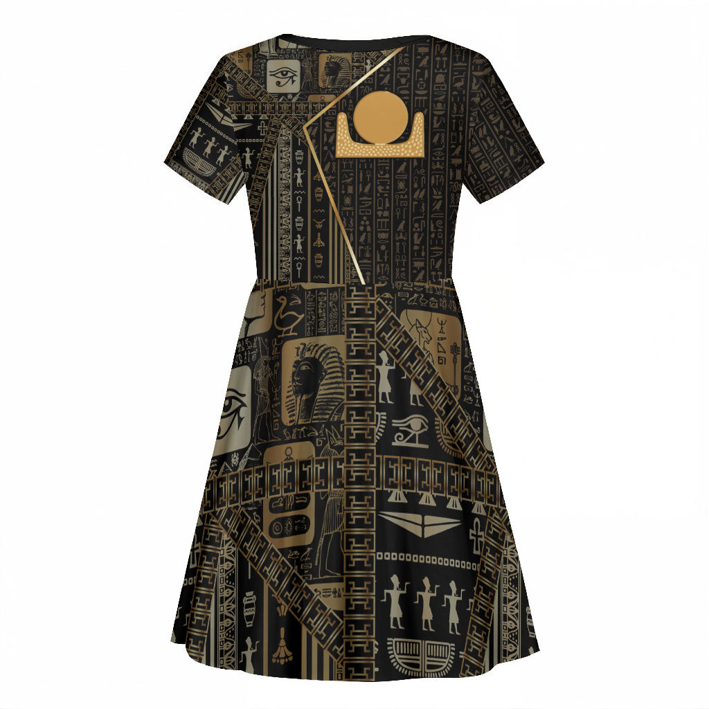 Egypt Akhet Kid Short Sleeve Dress Ancient Mythology Horizon Sun Disk