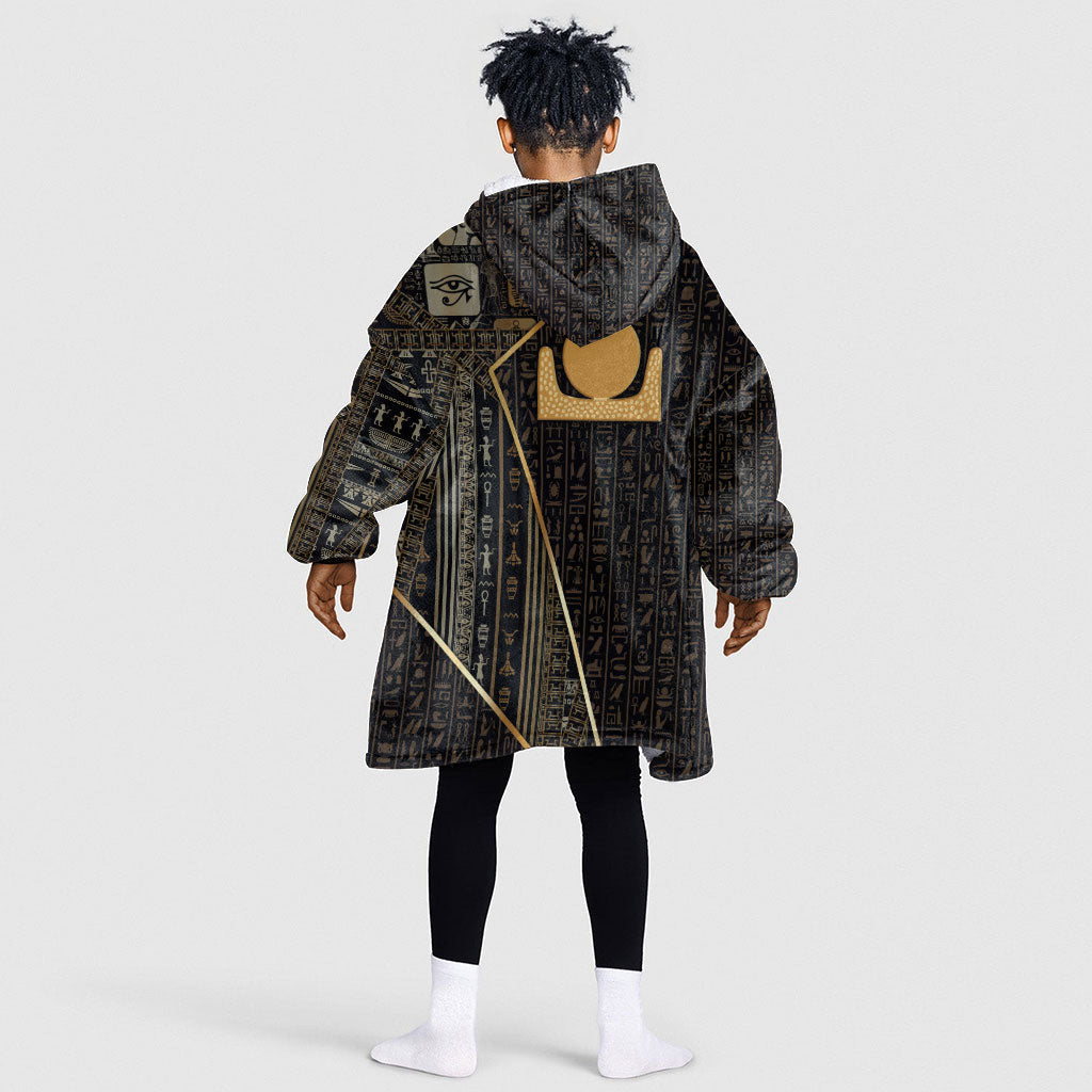 Egypt Akhet Kid Wearable Blanket Hoodie Ancient Mythology Horizon Sun Disk