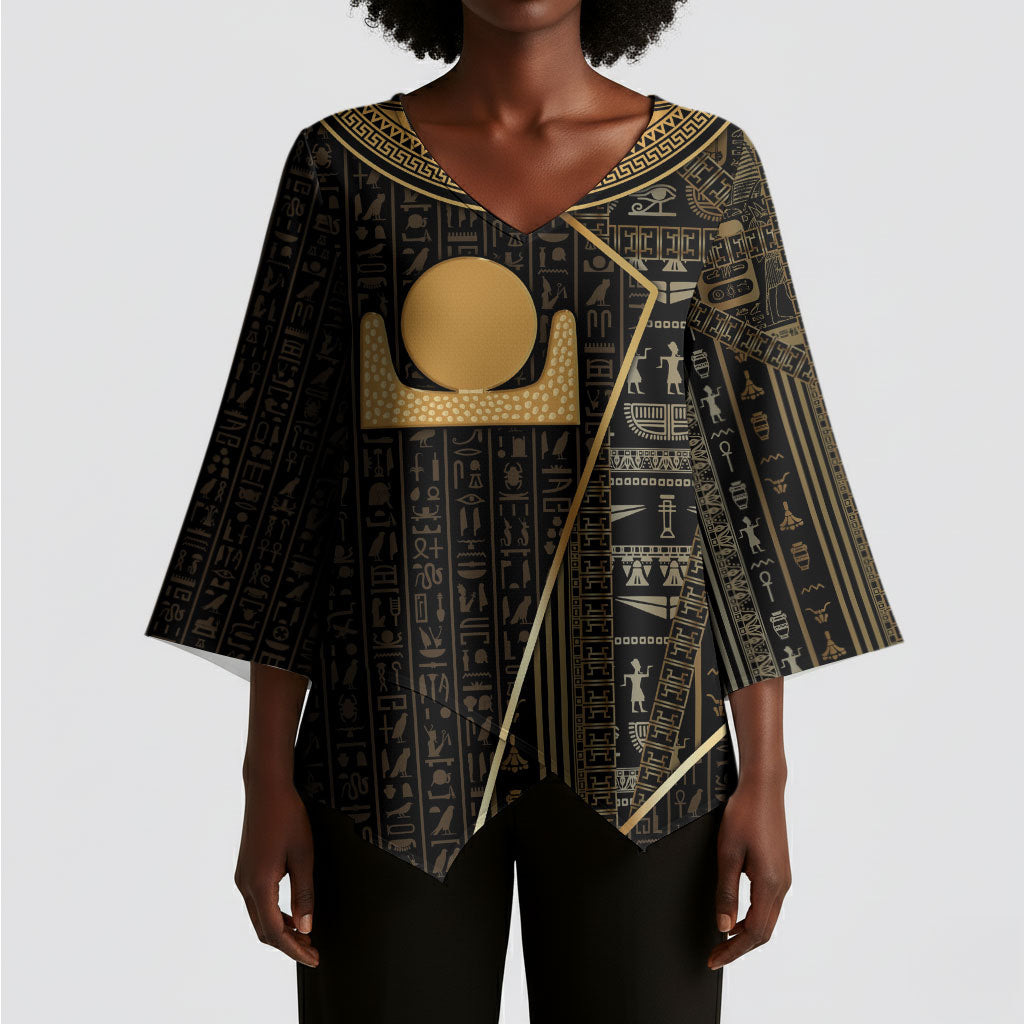 Egypt Akhet Kimono Sleeve Blouse Ancient Mythology Horizon Sun Disk