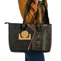 Egypt Akhet Leather Tote Bag Ancient Mythology Horizon Sun Disk
