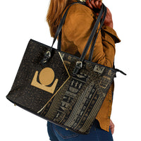 Egypt Akhet Leather Tote Bag Ancient Mythology Horizon Sun Disk