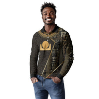 Egypt Akhet Long Sleeve Polo Shirt Ancient Mythology Horizon Sun Disk