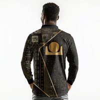 Egypt Akhet Long Sleeve Polo Shirt Ancient Mythology Horizon Sun Disk
