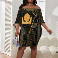 Egypt Akhet Off Shoulder Short Dress Ancient Mythology Horizon Sun Disk