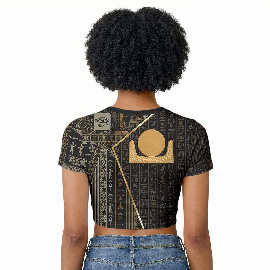 Egypt Akhet Raglan Cropped T shirt Ancient Mythology Horizon Sun Disk